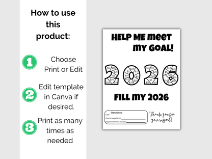 Editable Fill My 2026 Fundraiser Template