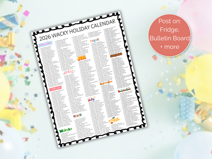 2026 List of Wacky Holidays