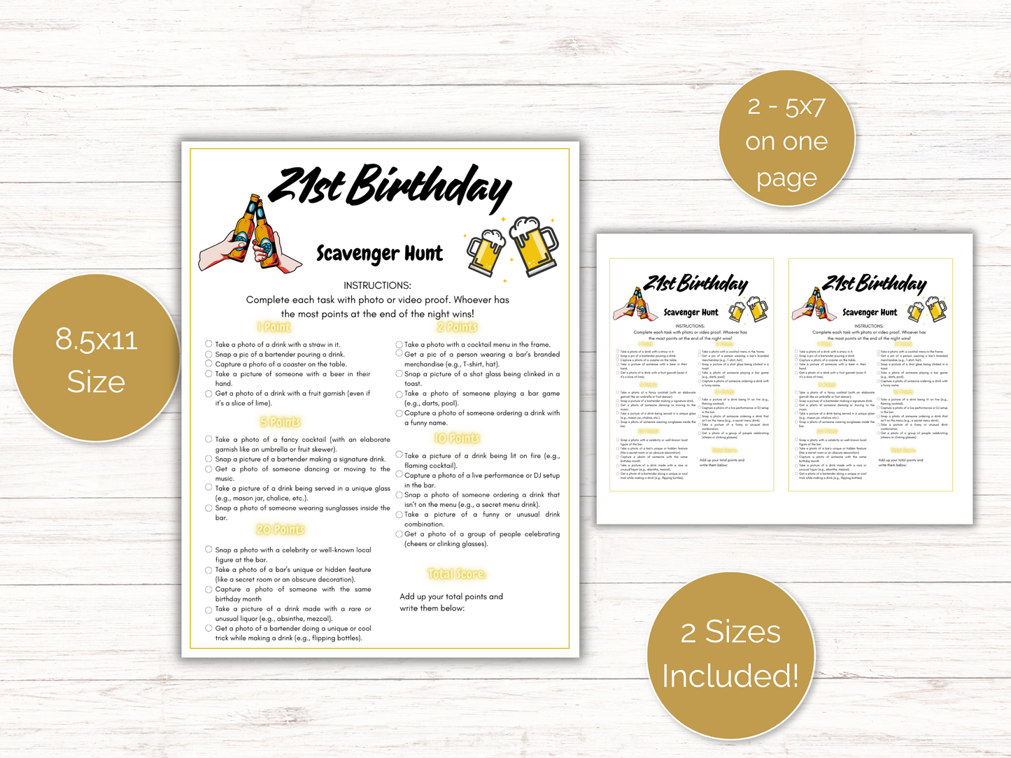Editable 21st Birthday Scavenger Hunt