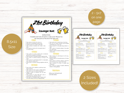 Editable 21st Birthday Scavenger Hunt