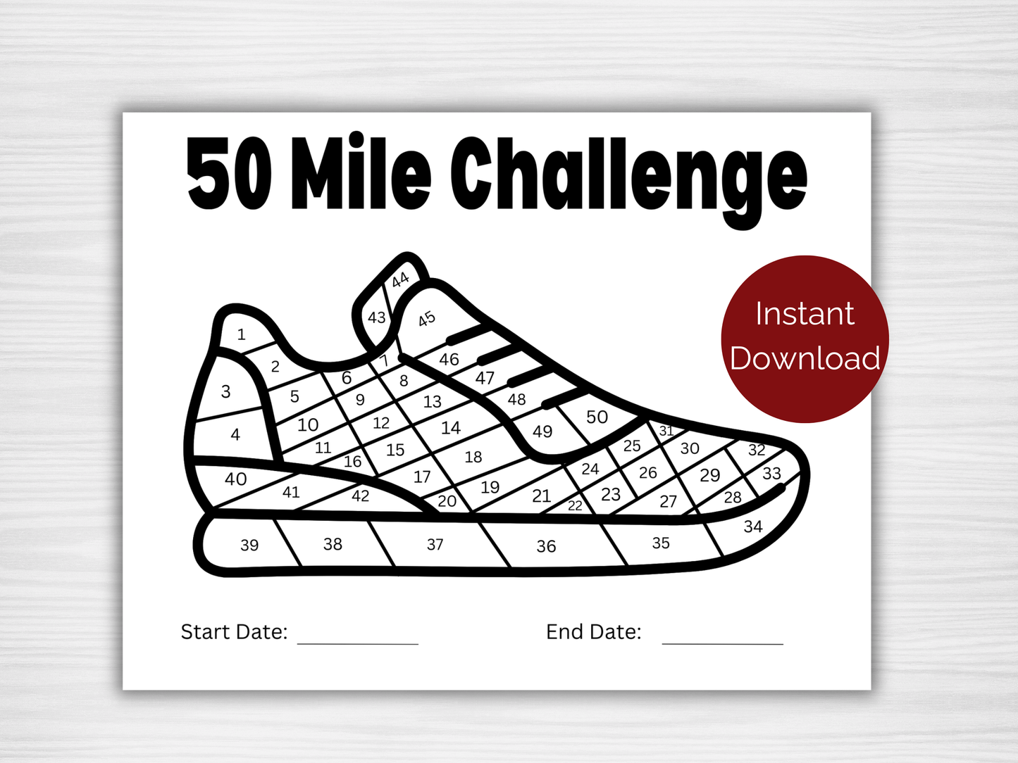 50 Mile Workout Challenge Tracker
