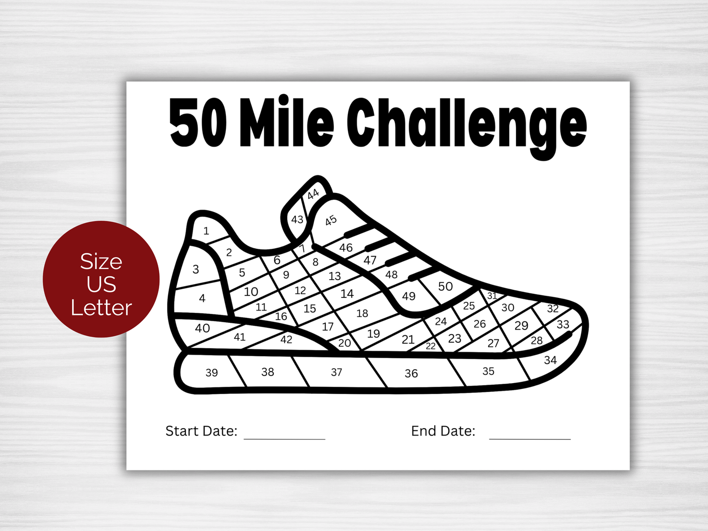 50 Mile Workout Challenge Tracker