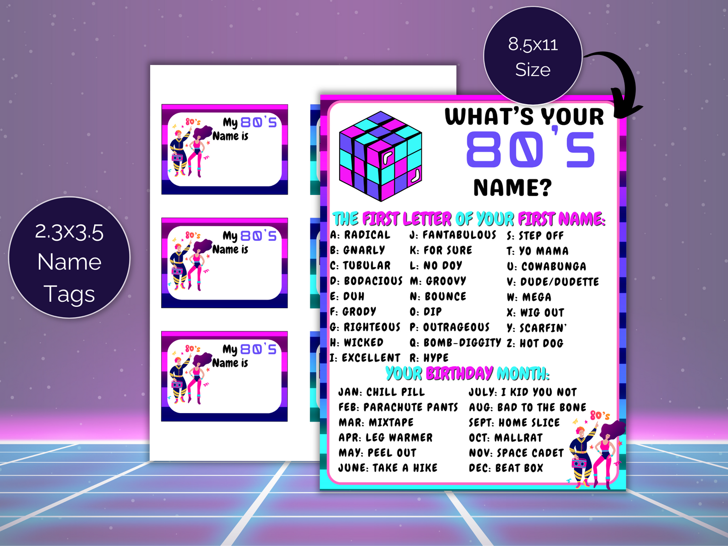 What's Your 80s Name Game + Name Tags
