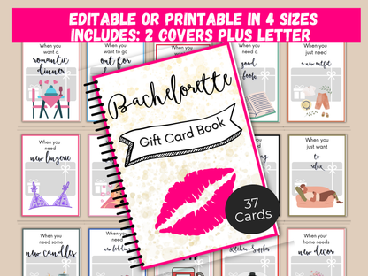 Bachelorette Gift Card Book Editable or Printable