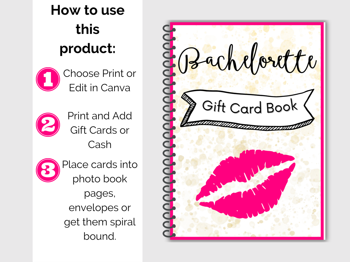 Bachelorette Gift Card Book Editable or Printable