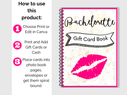 Bachelorette Gift Card Book Editable or Printable