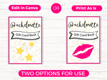 Bachelorette Gift Card Book Editable or Printable