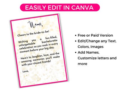 Bachelorette Gift Card Book Editable or Printable