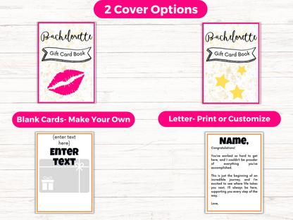 Bachelorette Gift Card Book Editable or Printable