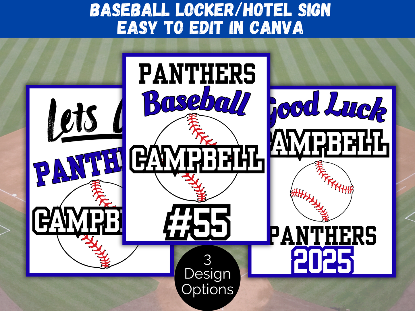 Editable Baseball Locker Sign Template