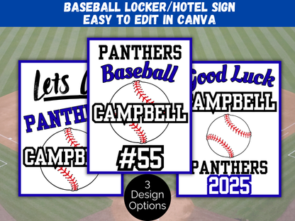 Editable Baseball Locker Sign Template