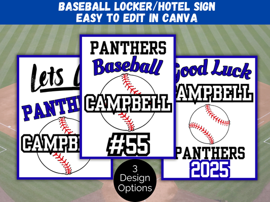 Editable Baseball Locker Sign Template