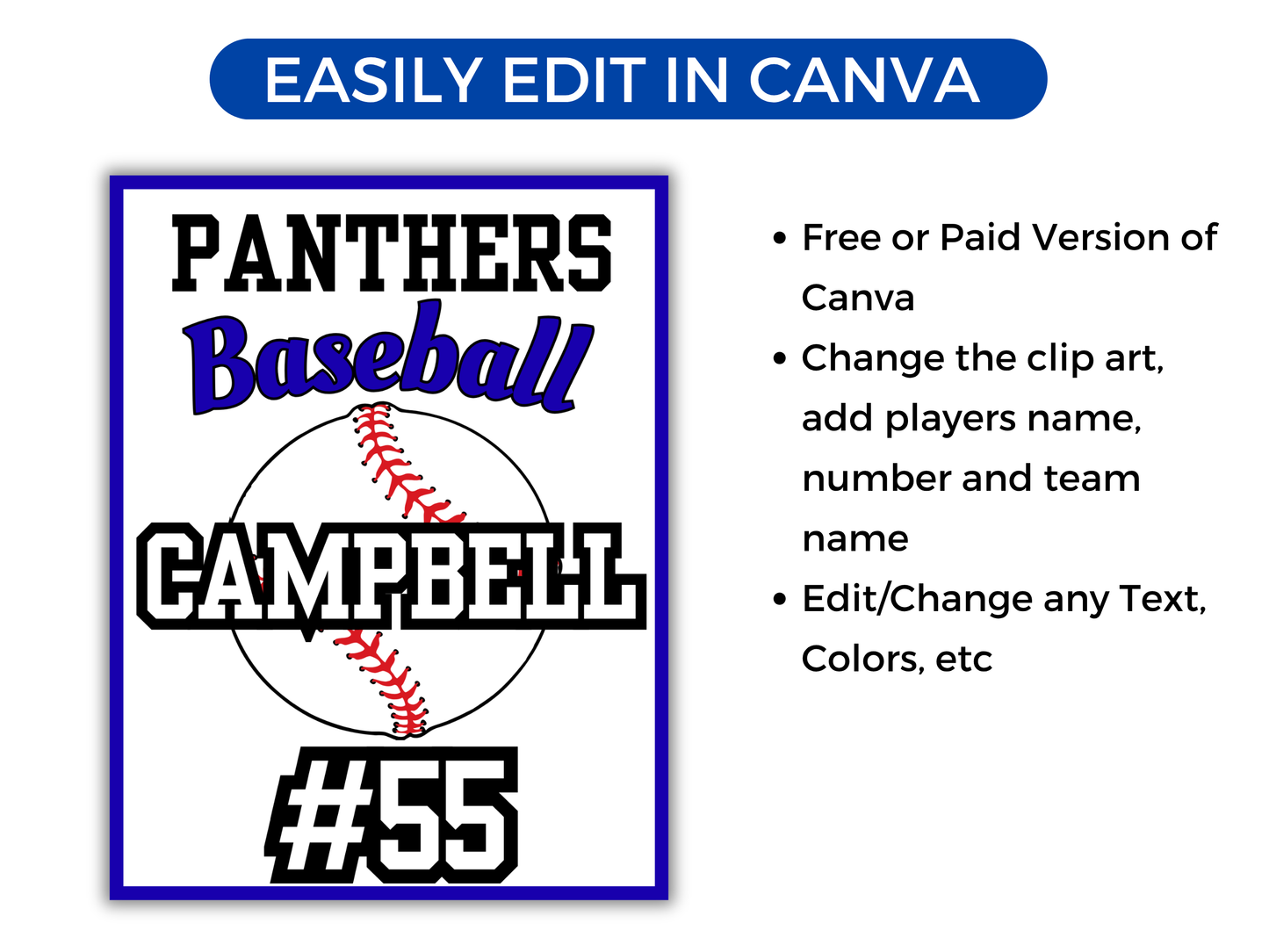 Editable Baseball Locker Sign Template