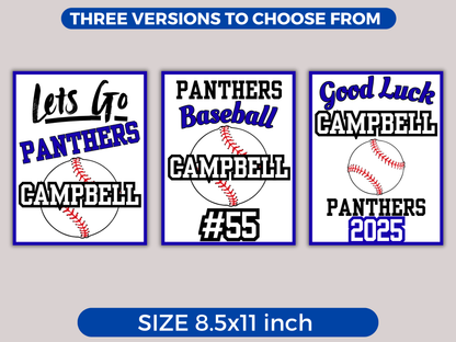 Editable Baseball Locker Sign Template