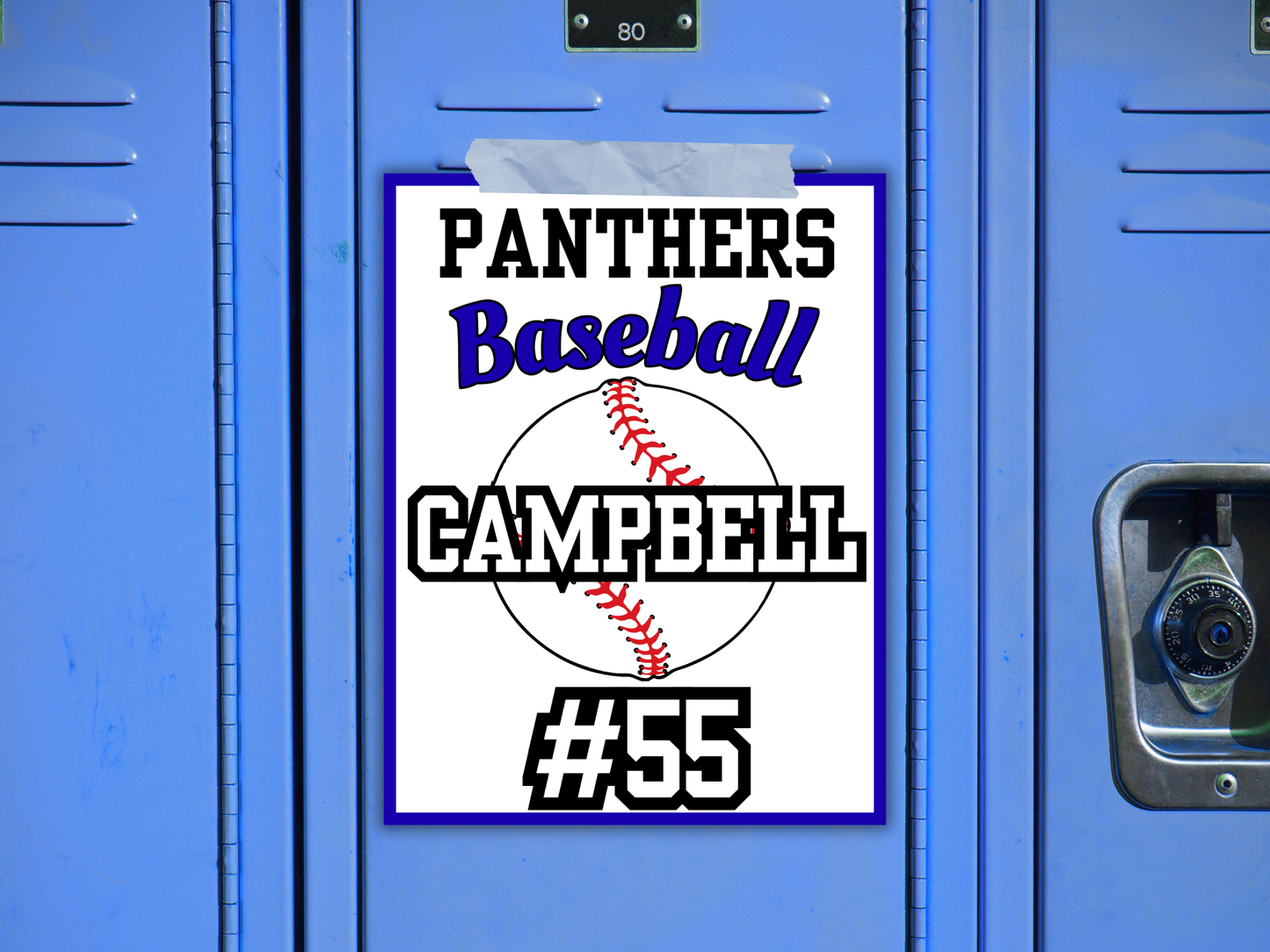 Editable Baseball Locker Sign Template