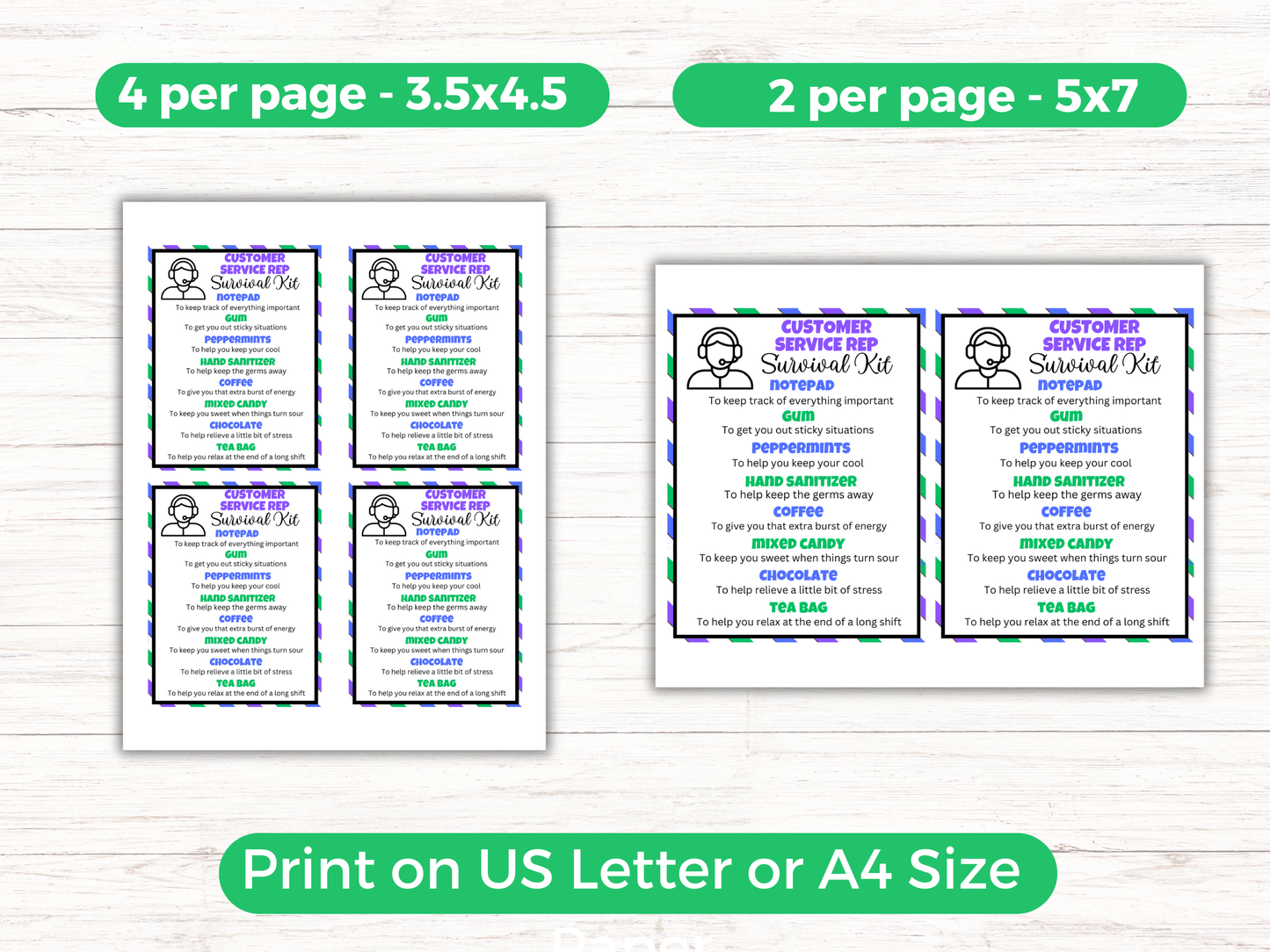 Editable Customer Service Rep Survival Kit Gift Tags