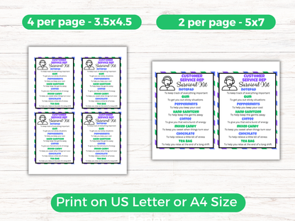 Editable Customer Service Rep Survival Kit Gift Tags