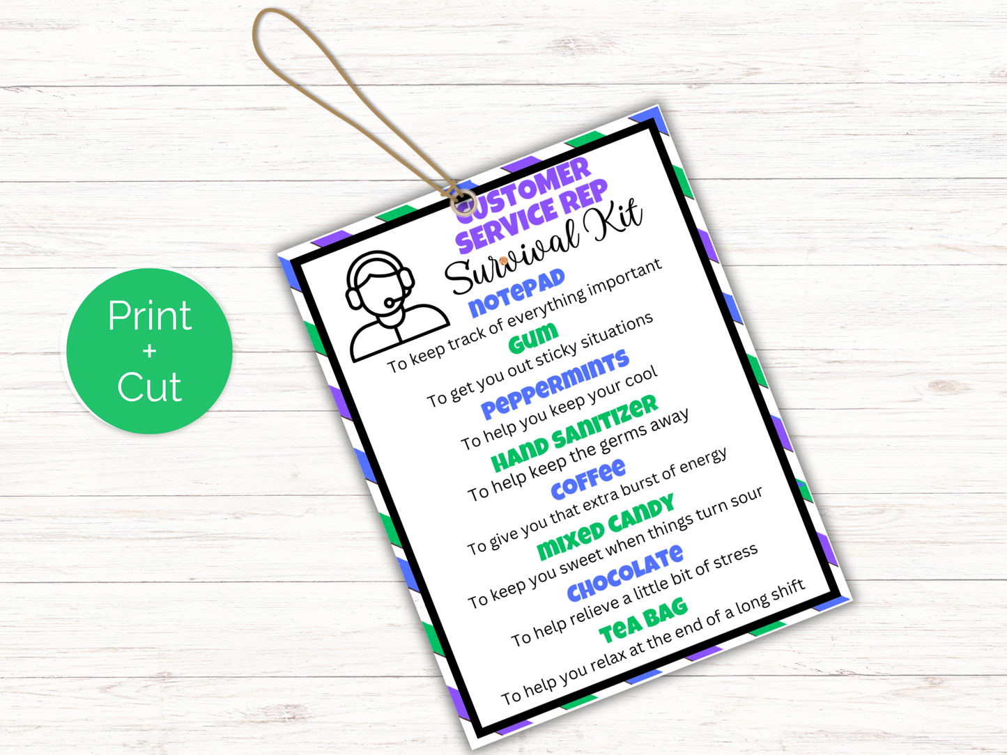 Editable Customer Service Rep Survival Kit Gift Tags