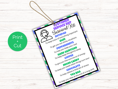 Editable Customer Service Rep Survival Kit Gift Tags