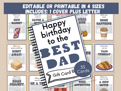 Dad Birthday Gift Card Book Editable or Printable