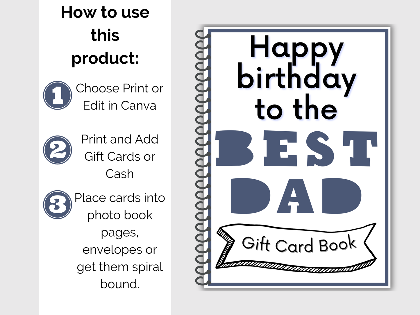 Dad Birthday Gift Card Book Editable or Printable