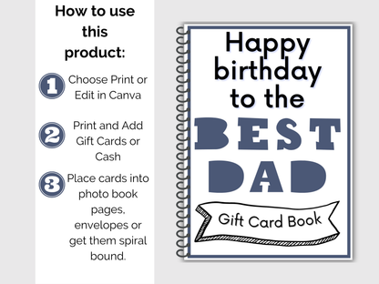 Dad Birthday Gift Card Book Editable or Printable