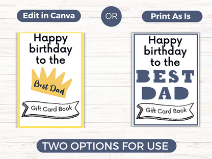 Dad Birthday Gift Card Book Editable or Printable