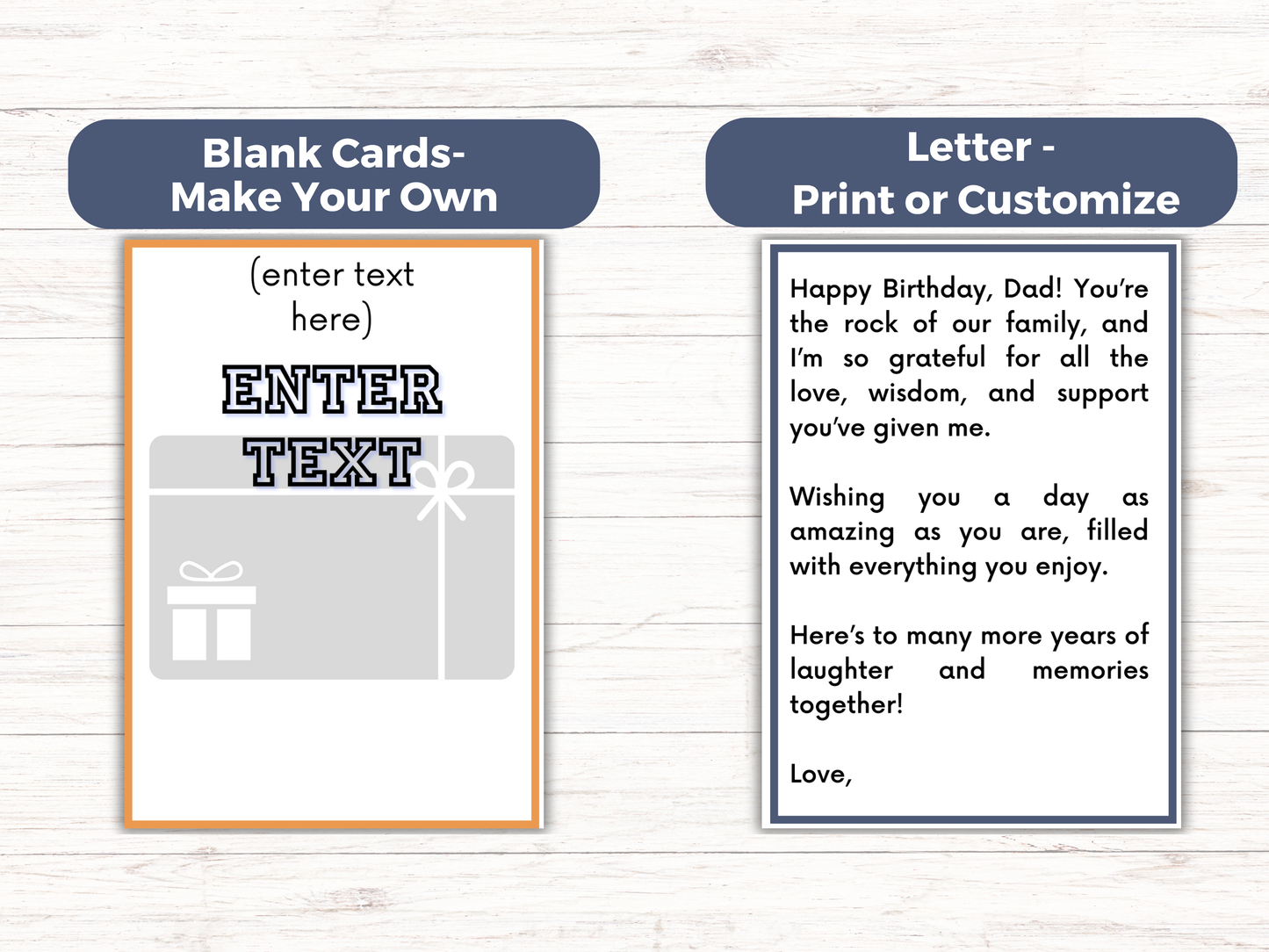 Dad Birthday Gift Card Book Editable or Printable
