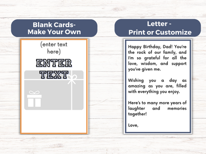 Dad Birthday Gift Card Book Editable or Printable