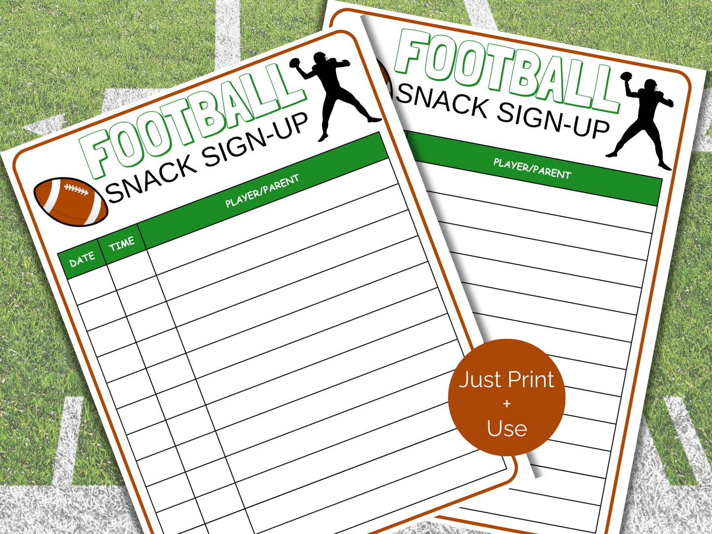 Football Snack Sign Up Sheet