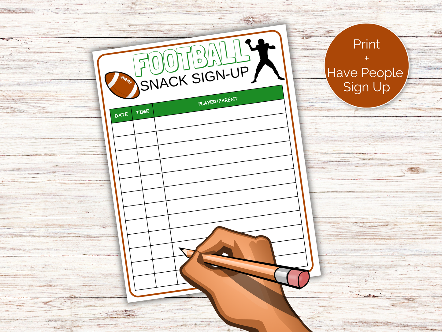 Football Snack Sign Up Sheet