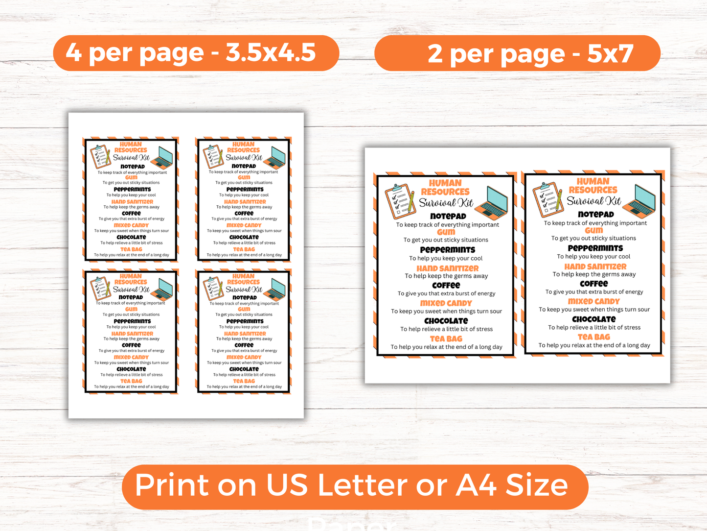 Editable Human Resources Survival Kit Gift Tags
