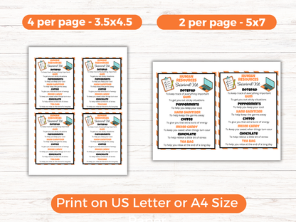 Editable Human Resources Survival Kit Gift Tags