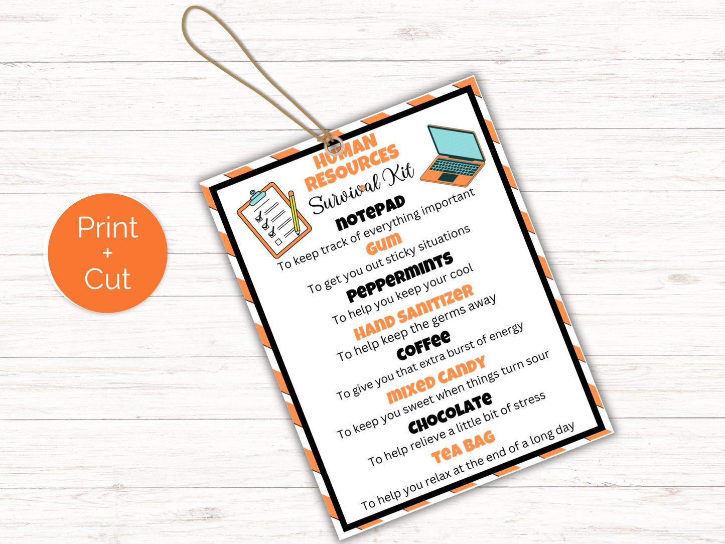 Editable Human Resources Survival Kit Gift Tags