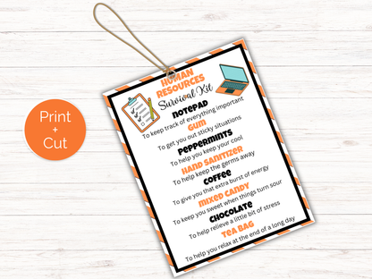Editable Human Resources Survival Kit Gift Tags