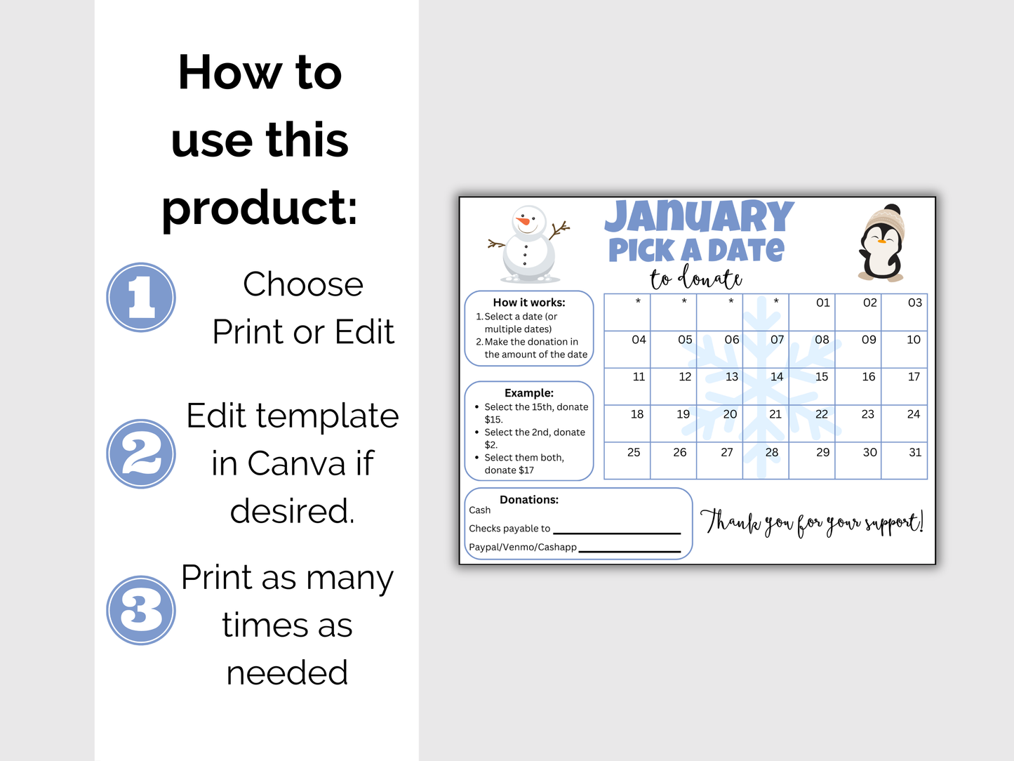 Editable January Pick A Date