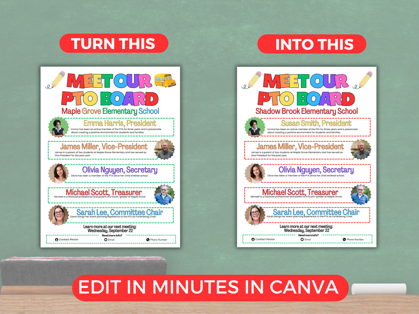 EDITABLE Meet The PTA PTO Board Flyer Template