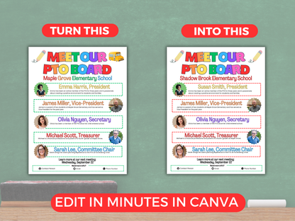 EDITABLE Meet The PTA PTO Board Flyer Template