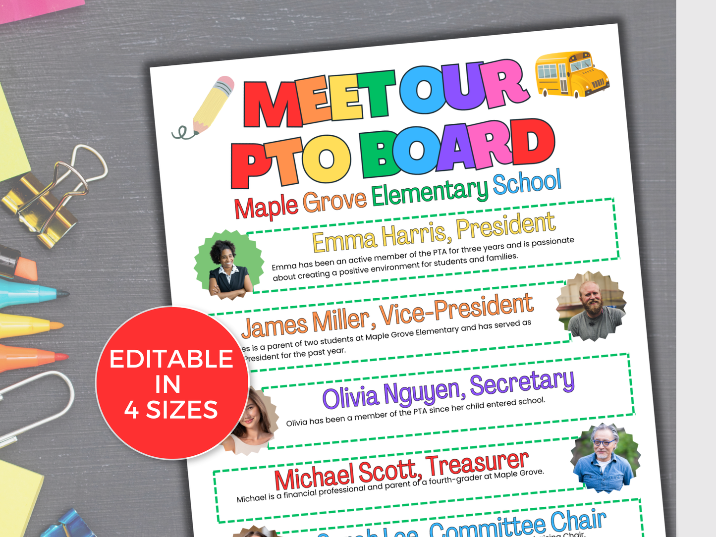 EDITABLE Meet The PTA PTO Board Flyer Template