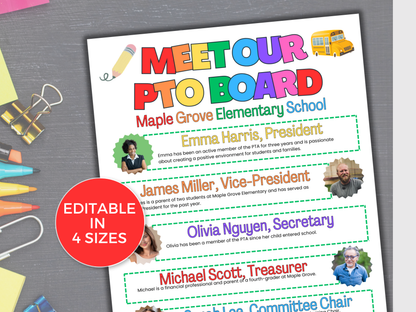 EDITABLE Meet The PTA PTO Board Flyer Template