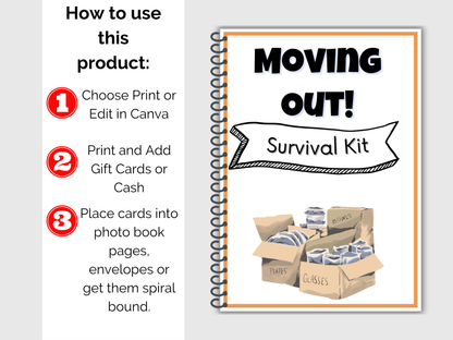 Moving Out Gift Card Book Editable or Printable