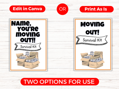 Moving Out Gift Card Book Editable or Printable