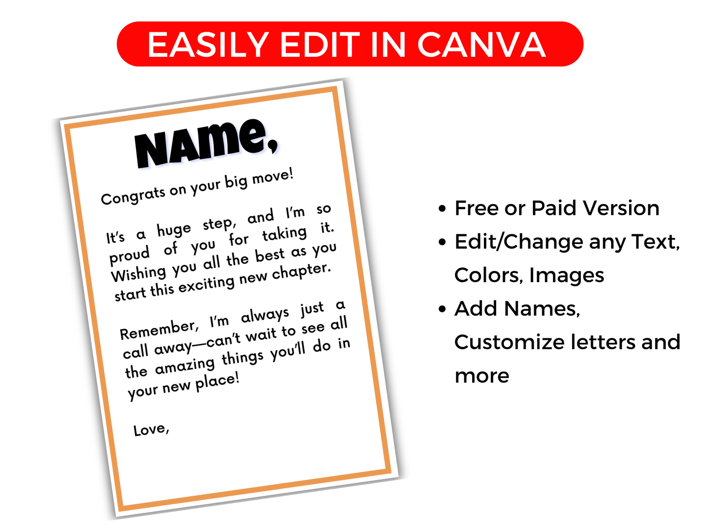 Moving Out Gift Card Book Editable or Printable