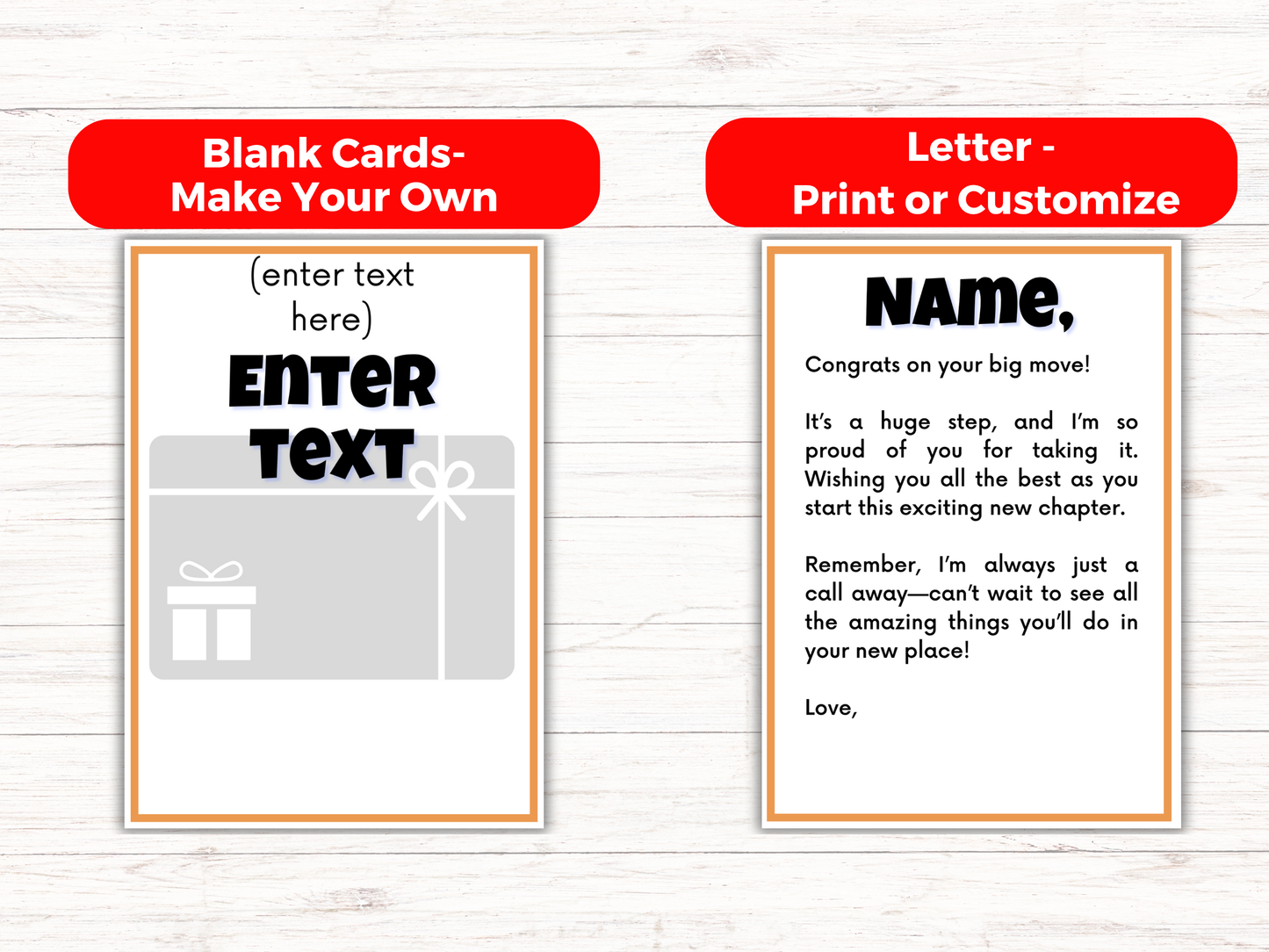 Moving Out Gift Card Book Editable or Printable