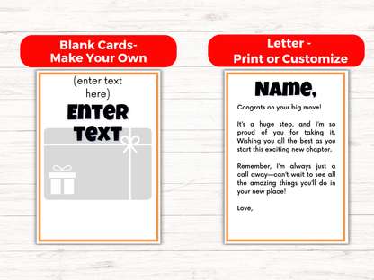 Moving Out Gift Card Book Editable or Printable