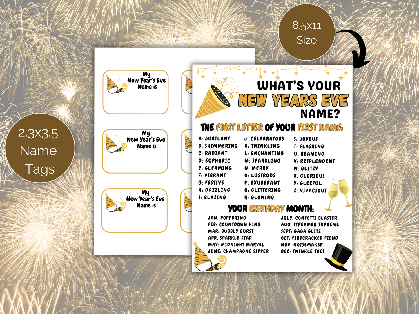 What's Your New Years Eve Name Game + Name Tags