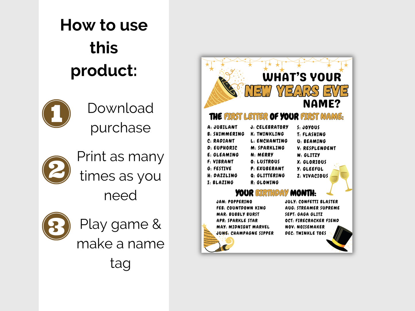 What's Your New Years Eve Name Game + Name Tags