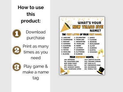 What's Your New Years Eve Name Game + Name Tags
