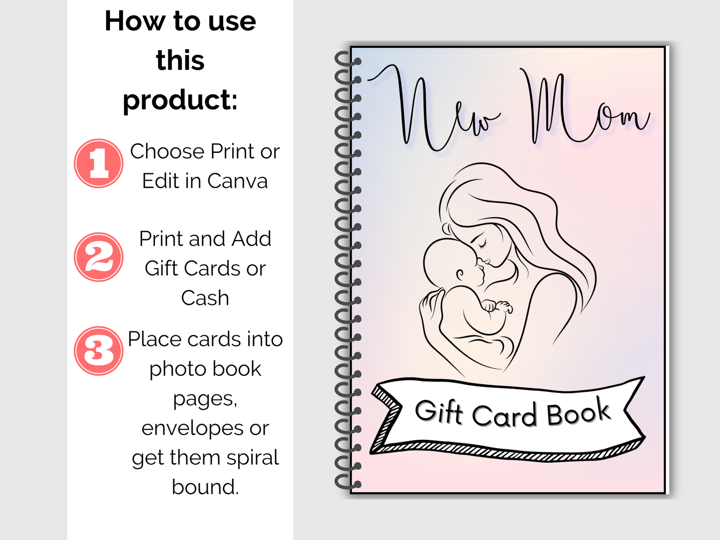 New Mom Gift Card Book Editable or Printable