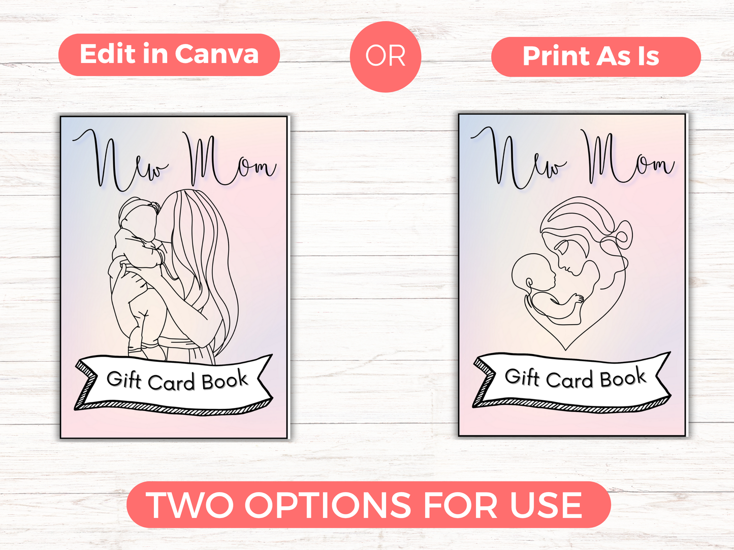 New Mom Gift Card Book Editable or Printable